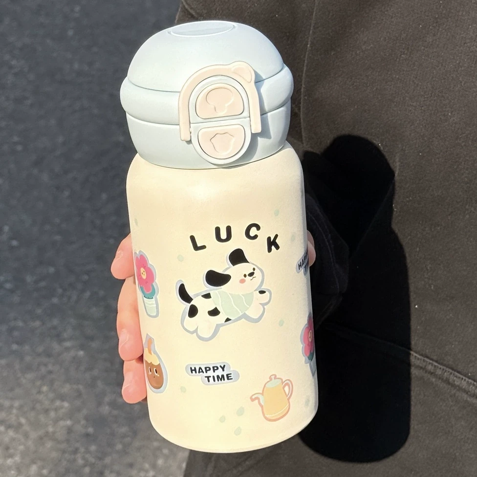 吸管保温杯女生创意高颜值可爱韩式儿童水杯学生上学专用2024新款