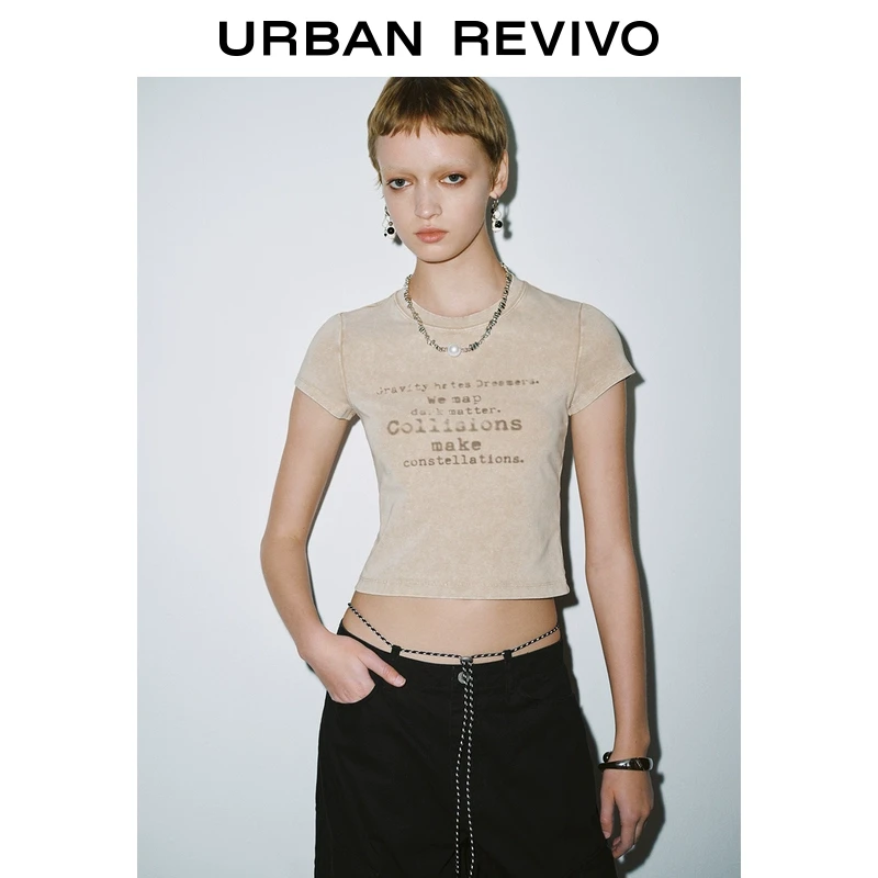 UR2025夏季新款女装休闲复古字母印花短袖T恤UYY450185