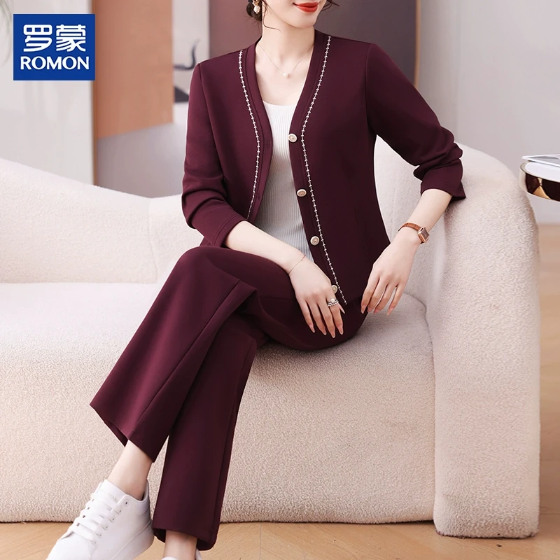 罗蒙妈妈春装运动服套装2025新款中老年女休闲外套中年春秋两件套