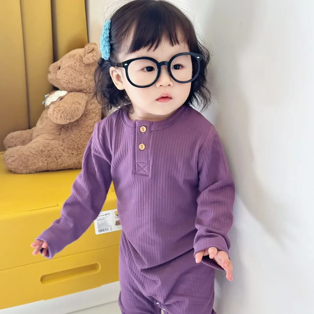 睡衣纯棉抽针分体套装男女童春秋季保暖内衣家居服四季款