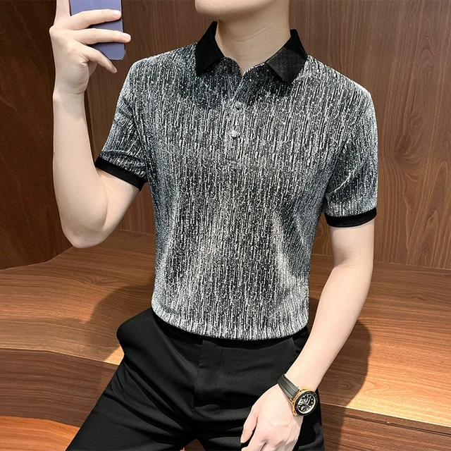 撞色polo衫男款短袖2025新款衣服痞帅高级感轻奢夏季冰丝男士t恤