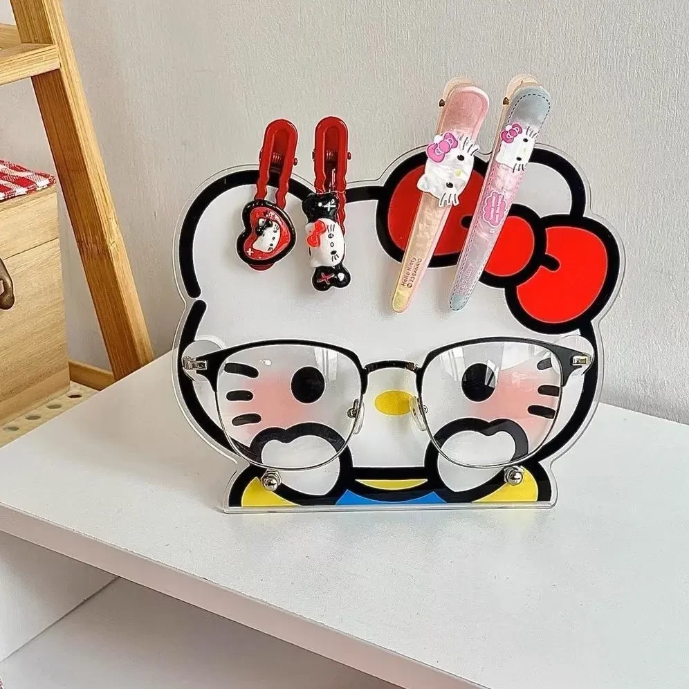 新款hellokitty眼镜收纳架A可爱桌面亚克力墨镜放置架发夹收纳架