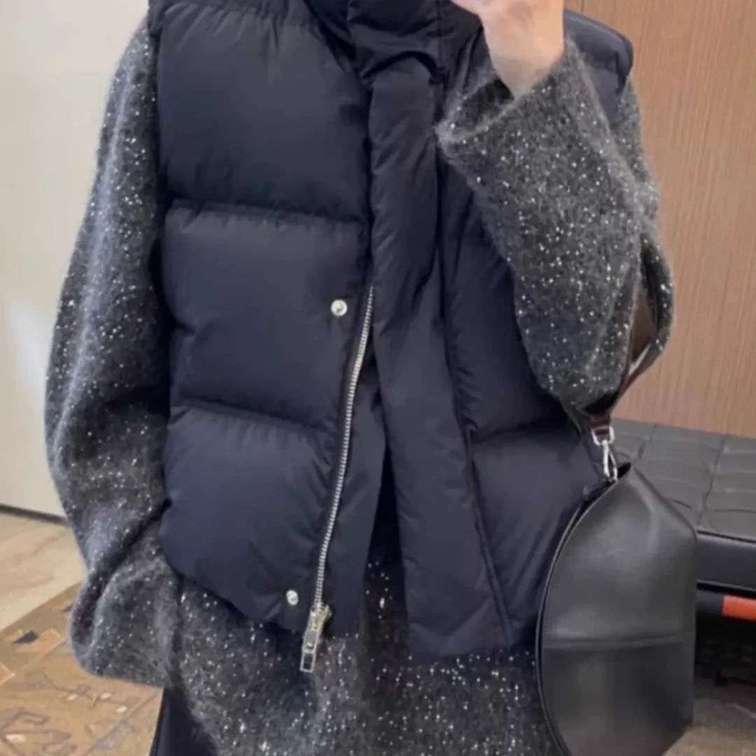【非图片款】灰色亮片毛衣女秋冬加厚慵懒风宽松中长款遮屁股