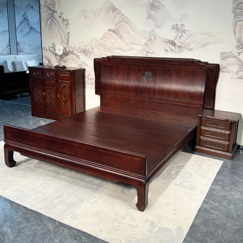 新中式主卧床黑檀木全实木大床1.5米1.8米