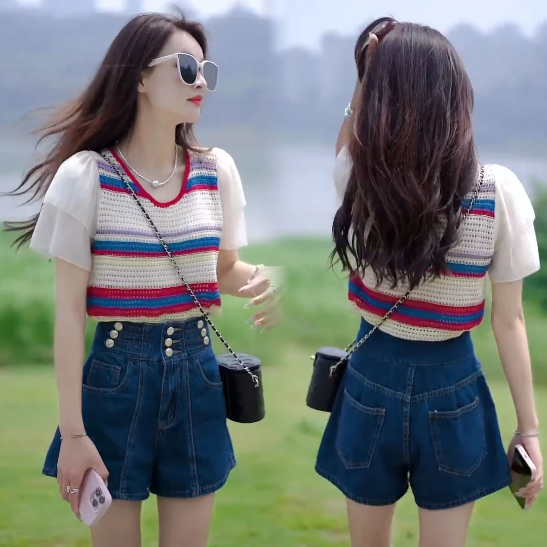 女生韩系ins衣服甜美可爱风格衣服夏装穿搭小个子一整时尚新款针