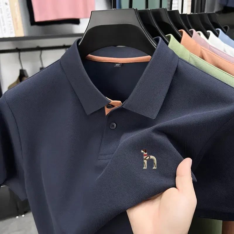 奥莱撤柜丨专柜正品夏季桑蚕丝混纺短袖POLO衫男士薄款透气T恤衫