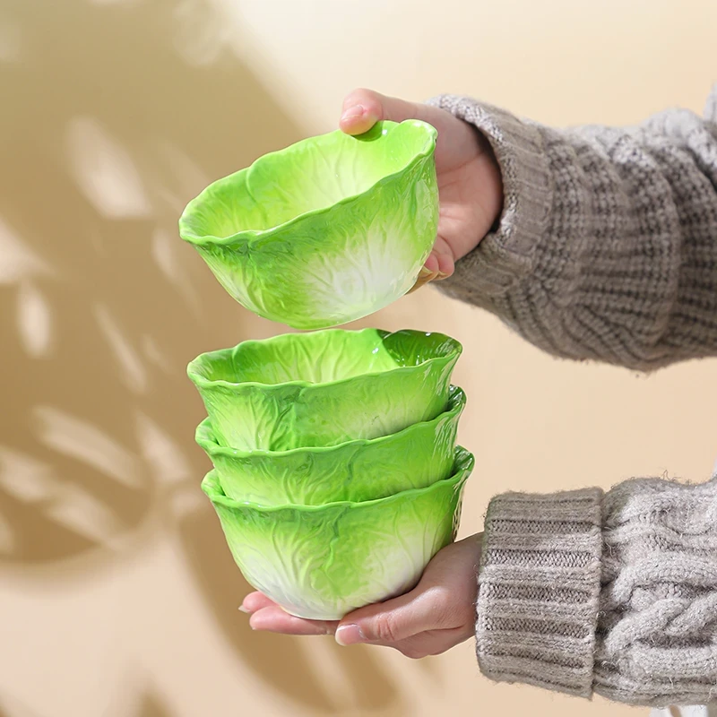 【白菜系列】碗5英寸吃饭碗创意家用大号米饭碗甜品碗陶瓷汤碗A825