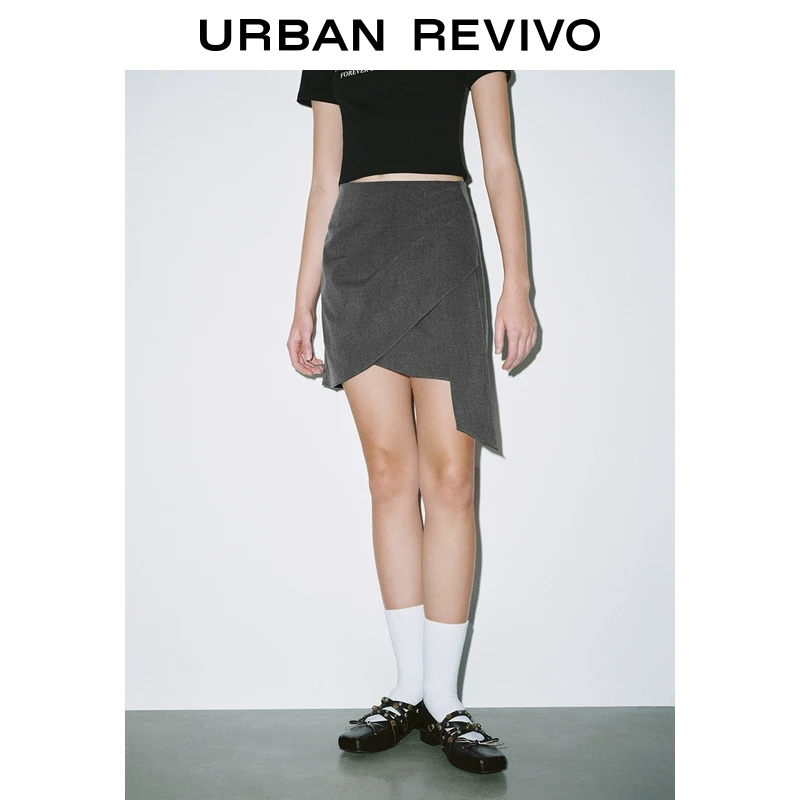 UR2025秋季新款女装不规则褶皱设计感A字半裙UYV550026