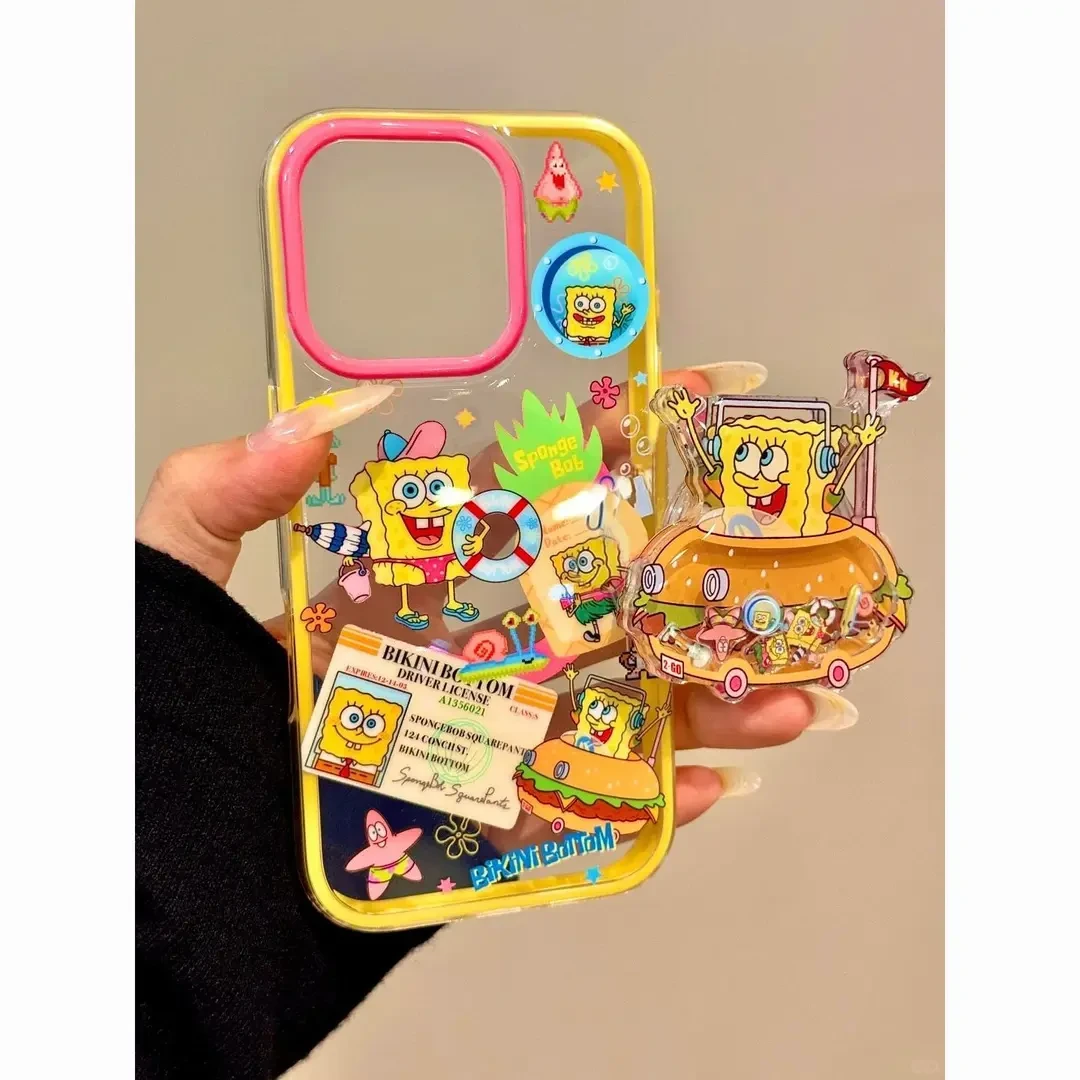 适用海绵宝宝苹果16pormax手机壳iPhone15炫彩软壳14/13/12新款11