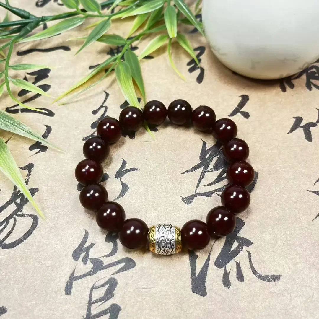 【祥云款】糖心菩提车厘子色圆珠桶珠单圈手串生肖文玩卡y1