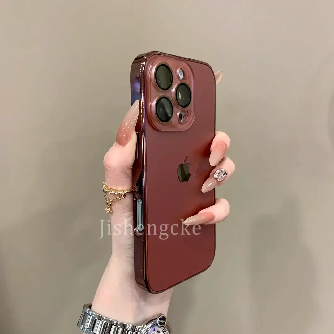 高级纳米磨砂暗红适用苹果16硬17promax手机壳个性15pro潮14/13新