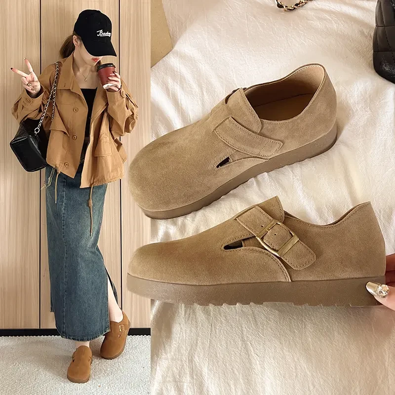 【NN】2.5CM全包勃肯鞋女2025春款一脚蹬懒人乐福勃肯单鞋