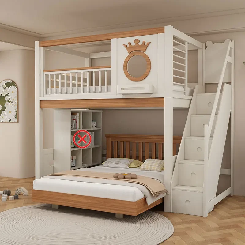美式实木上下铺双人床高低床子母床儿童床上下床双层床儿童定制床