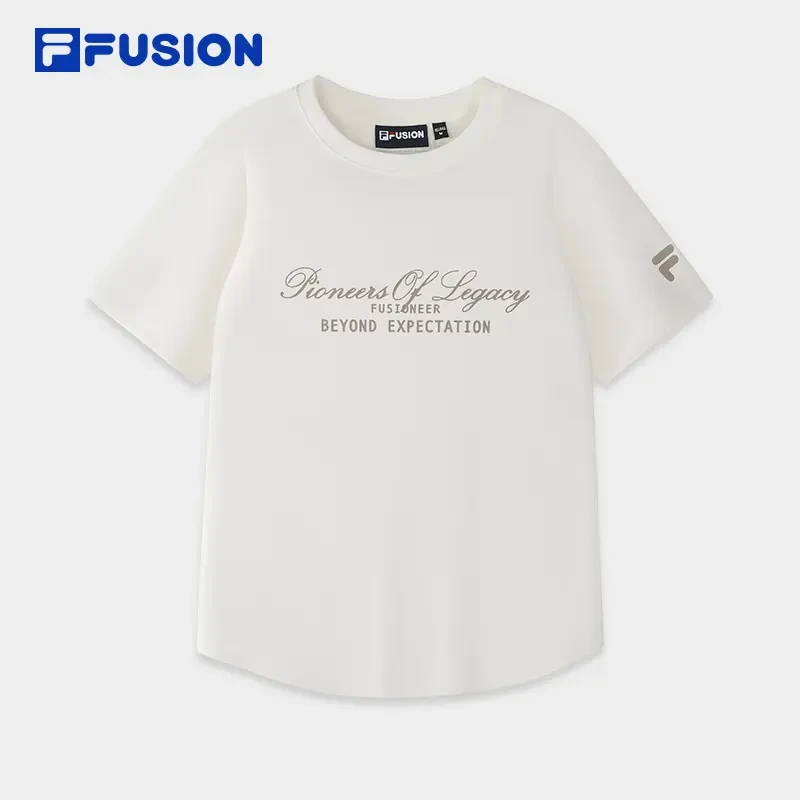 FILA斐乐潮牌夏T恤修饰比例百搭透气运动圆领针织短袖流光风