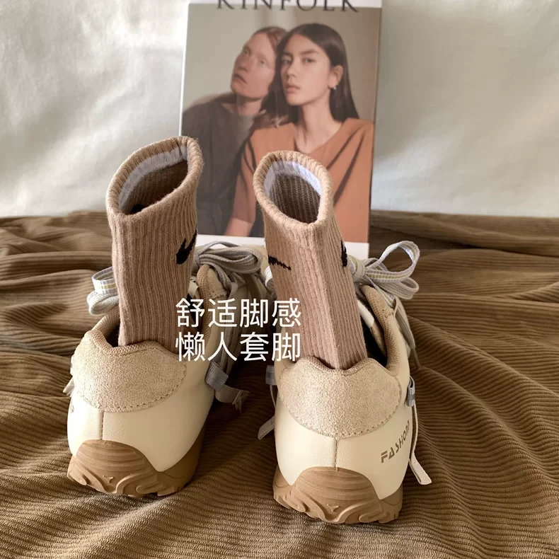 韩国时尚INS复古百搭阿甘鞋系带透气德训鞋运动轻便板鞋休闲鞋女