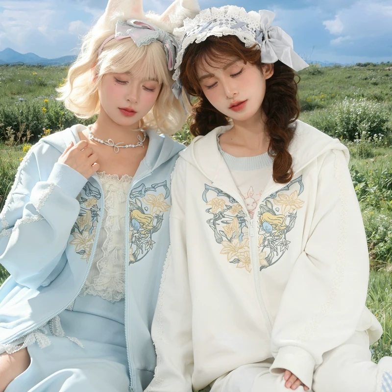 森女部落原创爱丽丝童话风闺蜜装宽松外套女2025春季新款