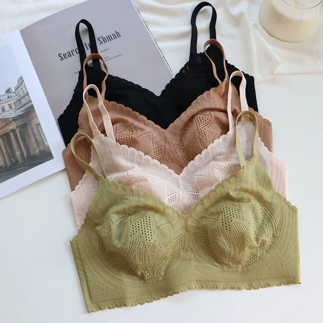 JM中脉超薄款透气内衣女大胸显小夏季无钢圈舒适收副乳舒适蕾丝乳