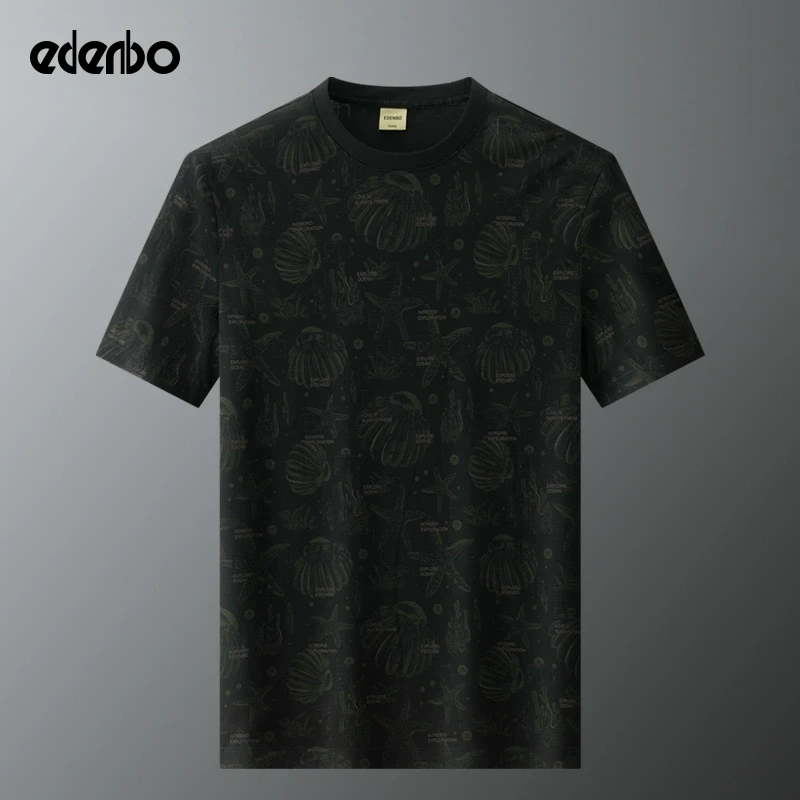 【商场同款】爱登堡短袖t恤男士2025新款夏季圆领潮流印花半袖体恤