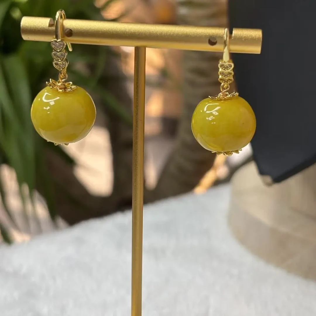 【大美推荐】黄色1.6圆珠耳坠