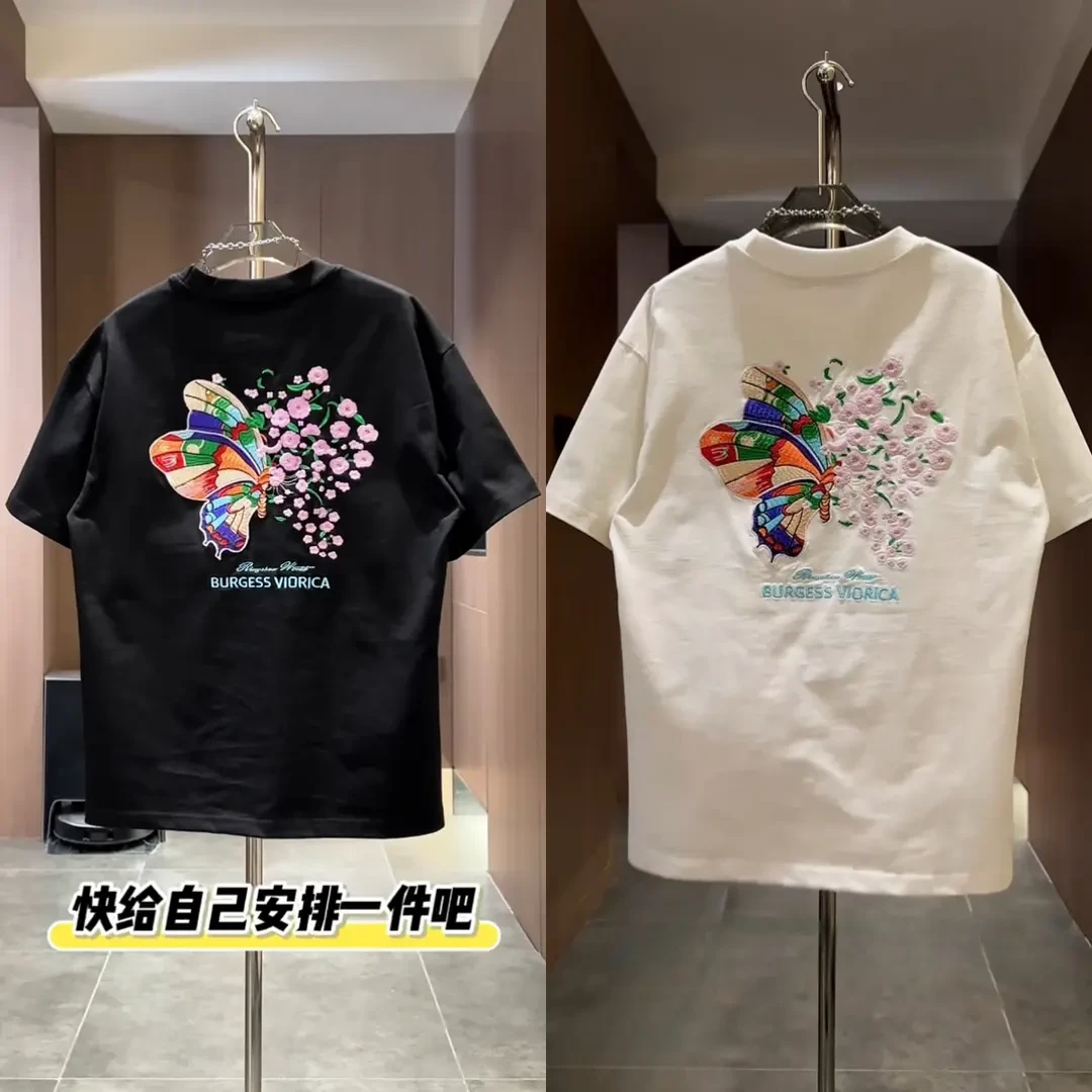 2025夏季新款时尚设计感短袖T恤休闲百搭印花短袖透气舒适