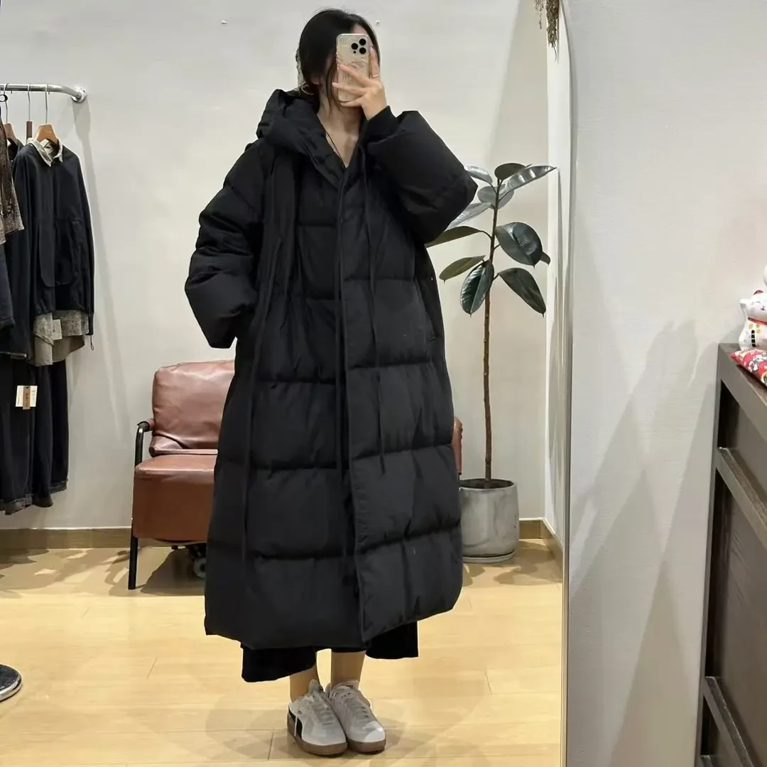 冬季加厚保暖连帽长款百搭女款时尚外套