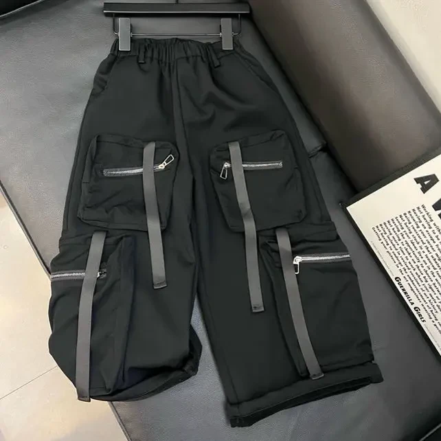 【加绒工装裤】蒙蒙潮童中大童冬季加绒加厚大口袋潮流飘带休闲裤子