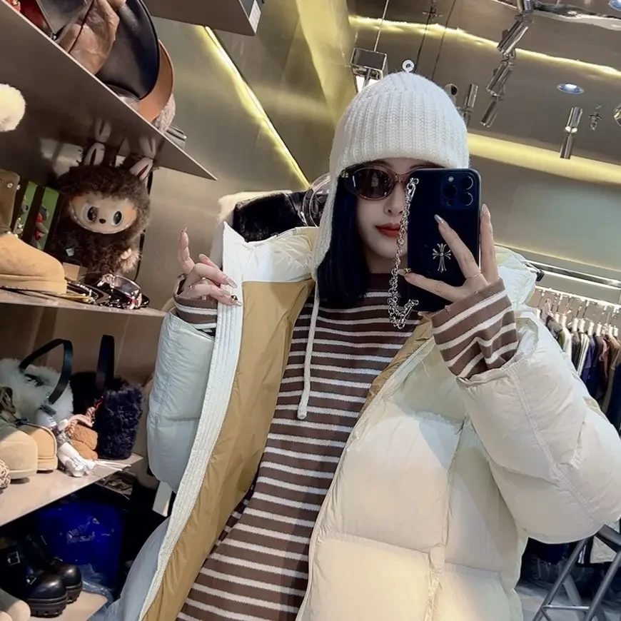 拼色连帽加厚外套