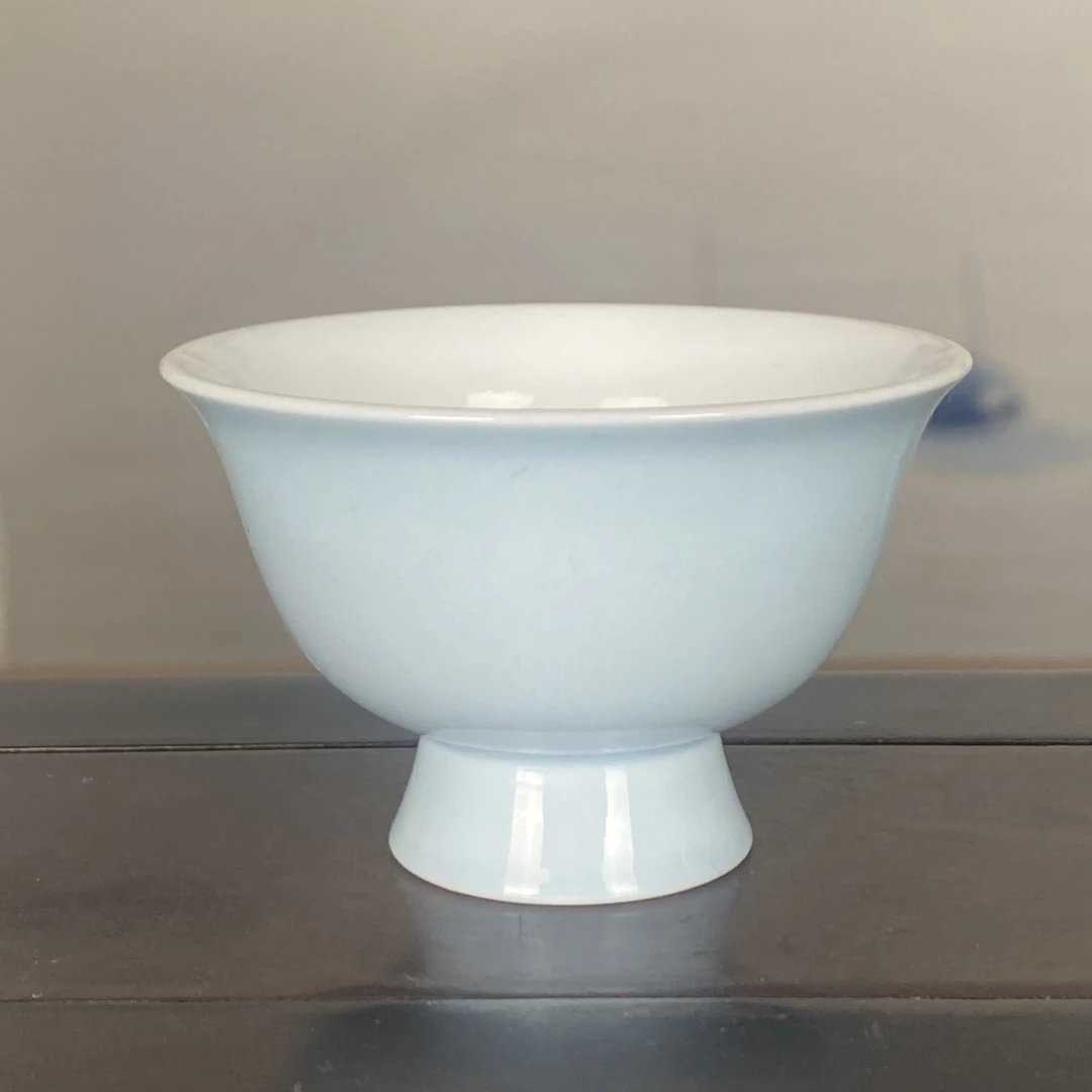景德镇纯手工天蓝釉主人杯茶杯