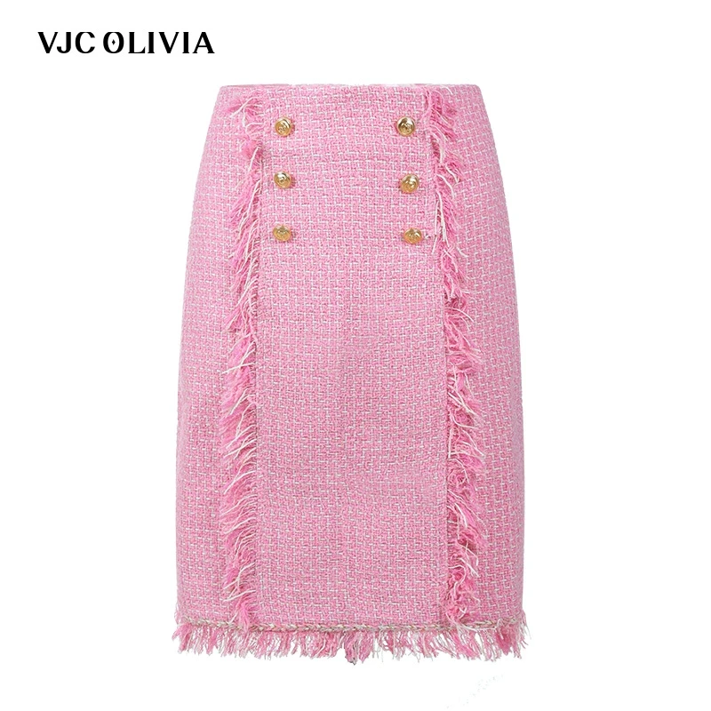 【专柜同款】VJC OLIVIA 小香风流苏半裙新款粗花呢裙子V24AS1003