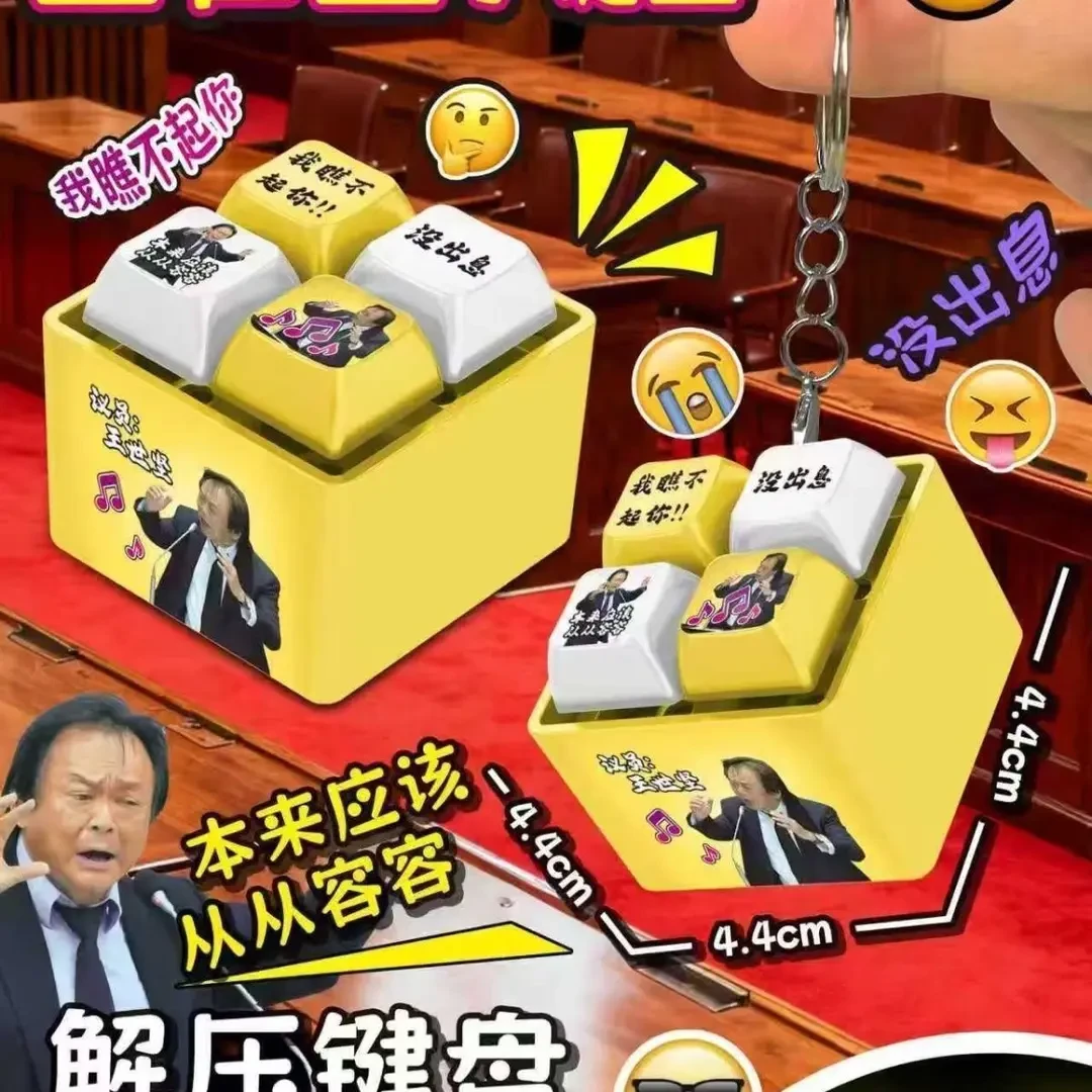 没出息王世坚从从容容发声发光语音按键钮键盘挂件钥匙扣解压玩具