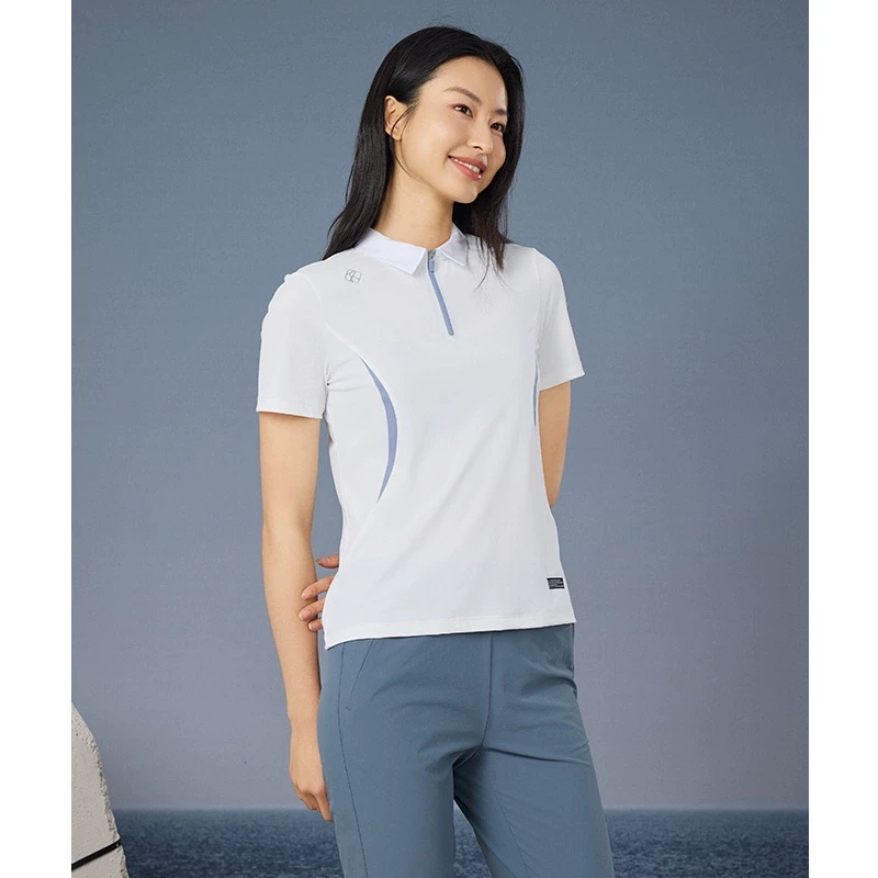 三星雳霹道25夏日穿搭新款女士简约半拉polo衫休闲短袖CP4242P11