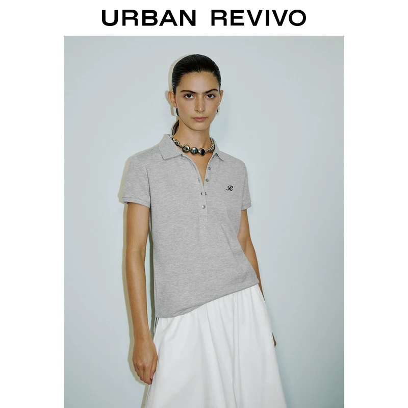 UR2025夏季新款女装简约休闲运动风刺绣短袖马球衫UWM450060