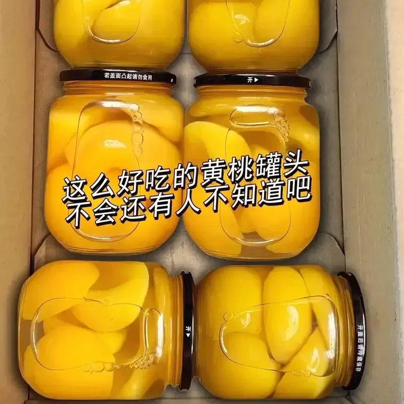 【抢一箱四瓶】新鲜黄桃罐头510g*1大瓶水果罐头老年零食整箱