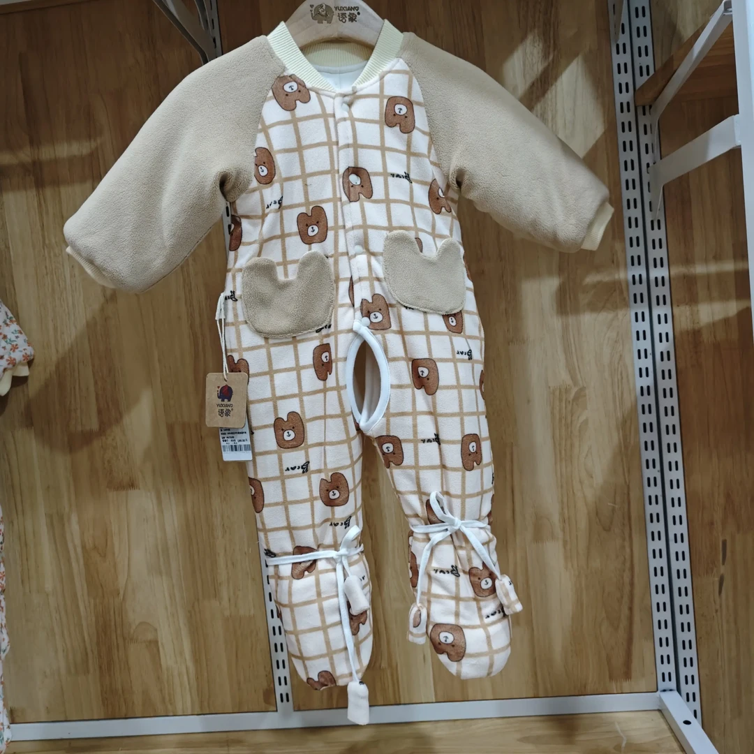 200克棉花连脚连体衣婴幼儿小宝宝居家外出纯棉针织里布柔软舒适