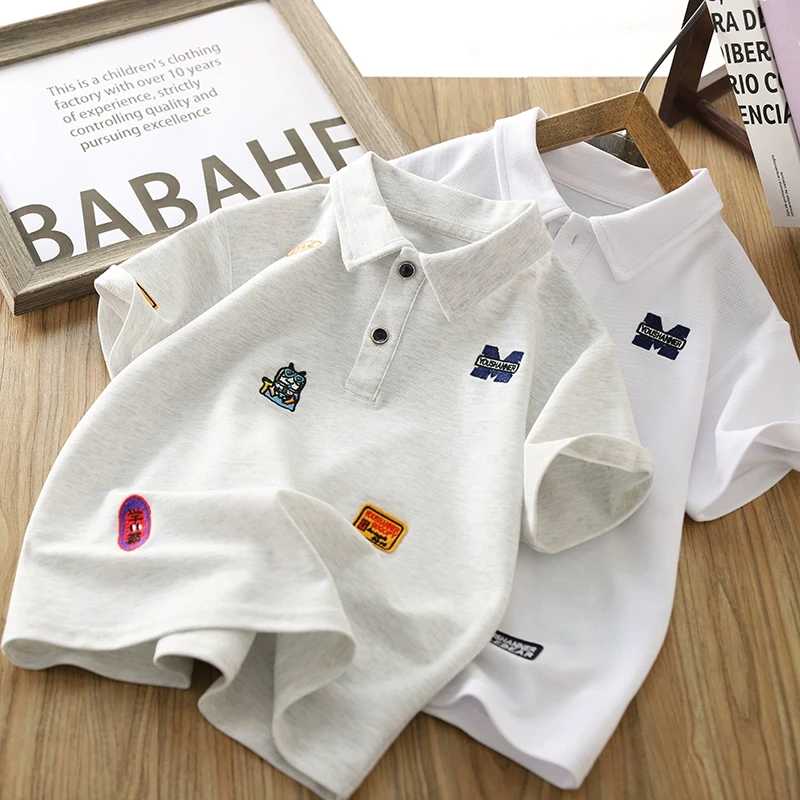 男童短袖POLO衫夏装2025新款儿童满印T恤衫半袖男孩时尚体恤薄款