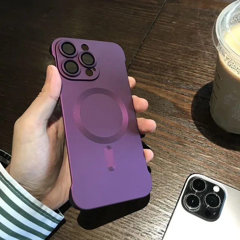 超薄无边框适用于苹果15Promax手机壳iPhone16磁吸13/12/11防指纹