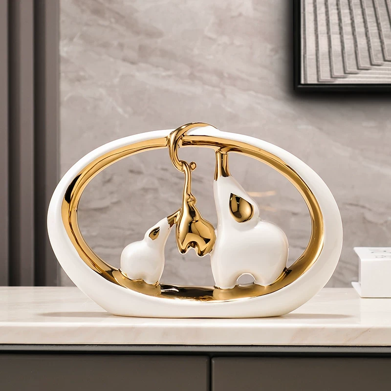 创意大象摆件玄关客厅电视柜酒柜装饰品家居陶瓷轻奢乔迁新居礼品