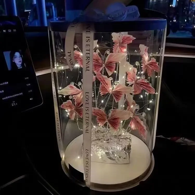 【玛卡】蝴蝶花束手工diy材料包有钱花土豪花包装礼盒朋友生日礼物