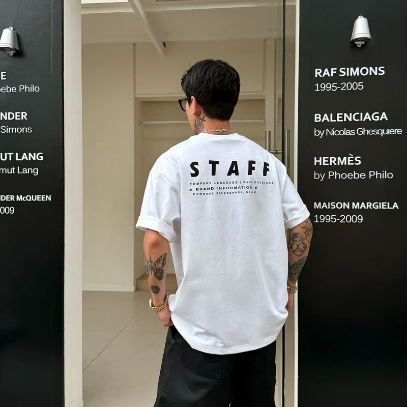 OXFREAK「英文标语印花」300g纯棉重磅美式短袖t恤男宽松圆领半袖