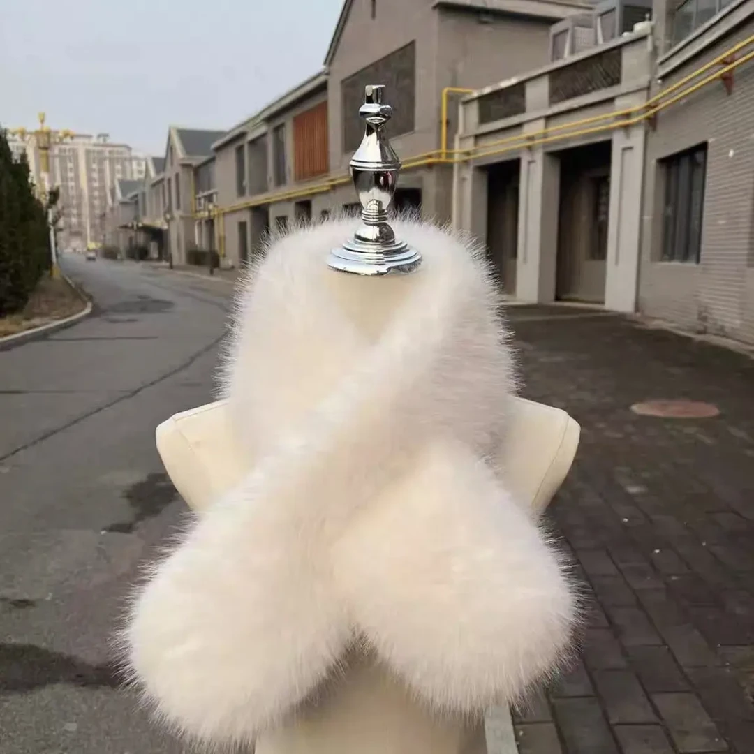 冬季新款加厚仿狐狸毛皮草围脖男女可戴保暖防寒百搭双面毛围脖