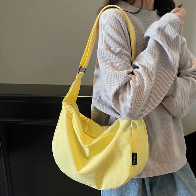 帆布包韩系慵懒风2025新款春夏简约休闲百搭单肩斜挎包通勤饺子包