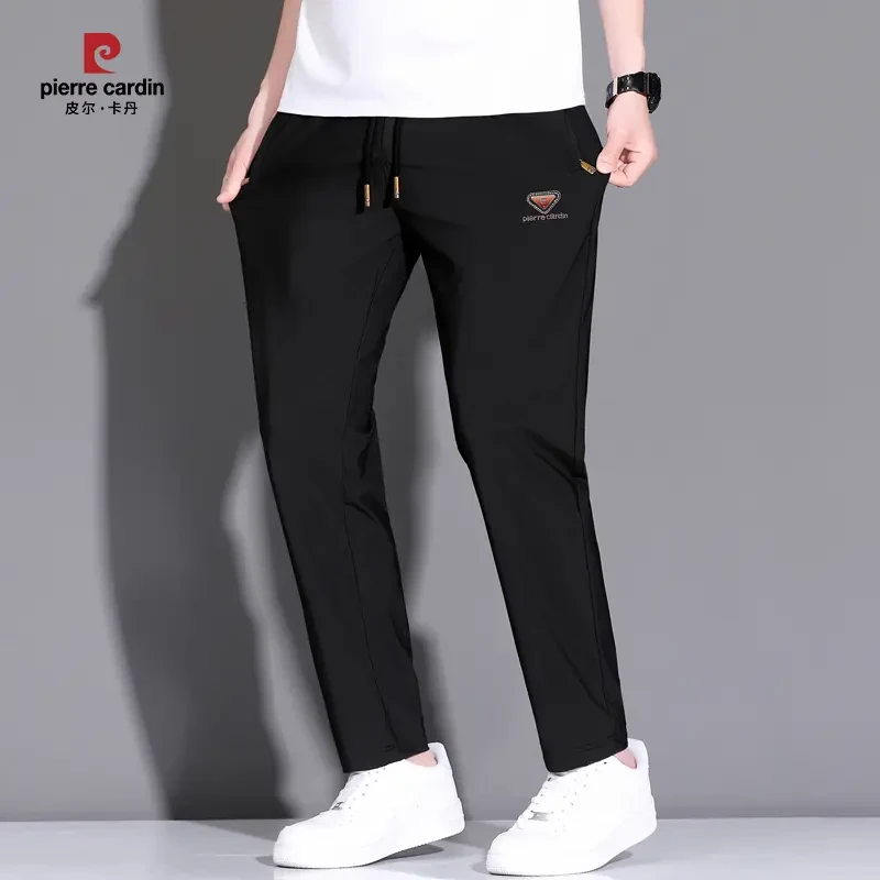 皮尔卡丹男士冰丝直筒休闲裤夏季宽松百搭透气薄款弹力运动长裤子