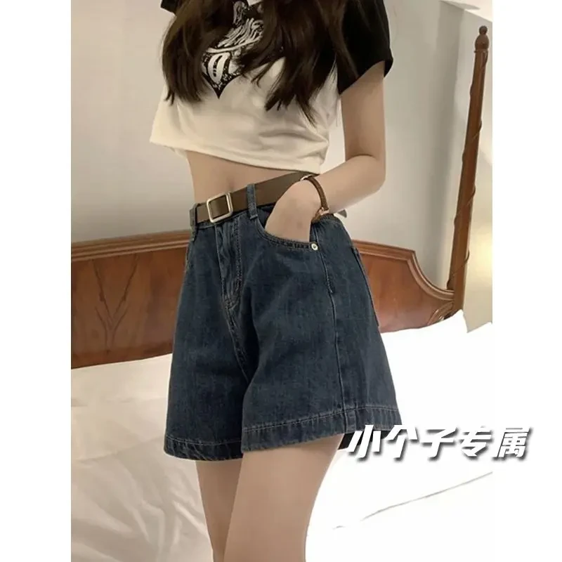 145小个子高腰女水洗复古宽松显瘦百搭a女裤夏季薄款牛仔短裤