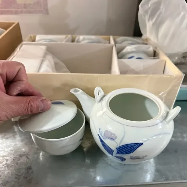 日本回流陶瓷，1壶5杯5盖复古纯手工浮雕提梁壶家用精美茶具