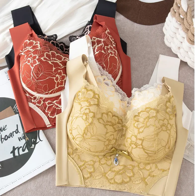 BAODU/宝督买一送一性感蕾丝大码女士聚拢内衣无钢圈无痕美背817u