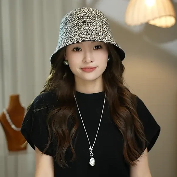 2025新款水桶帽子百搭女秋冬针织渔夫帽复古休闲可折出游叠盆帽