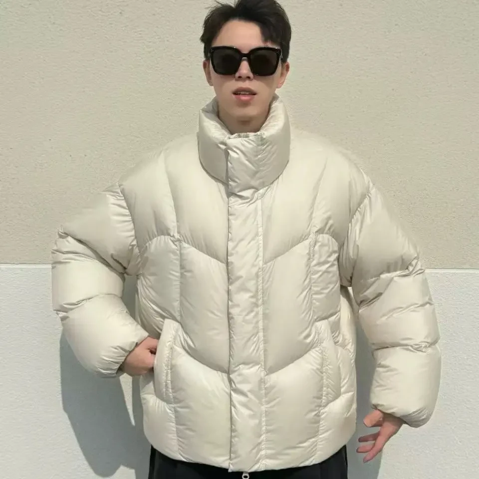 冬季男士立领高充白鹅绒保暖宽松潮流休闲泡芙羽绒服