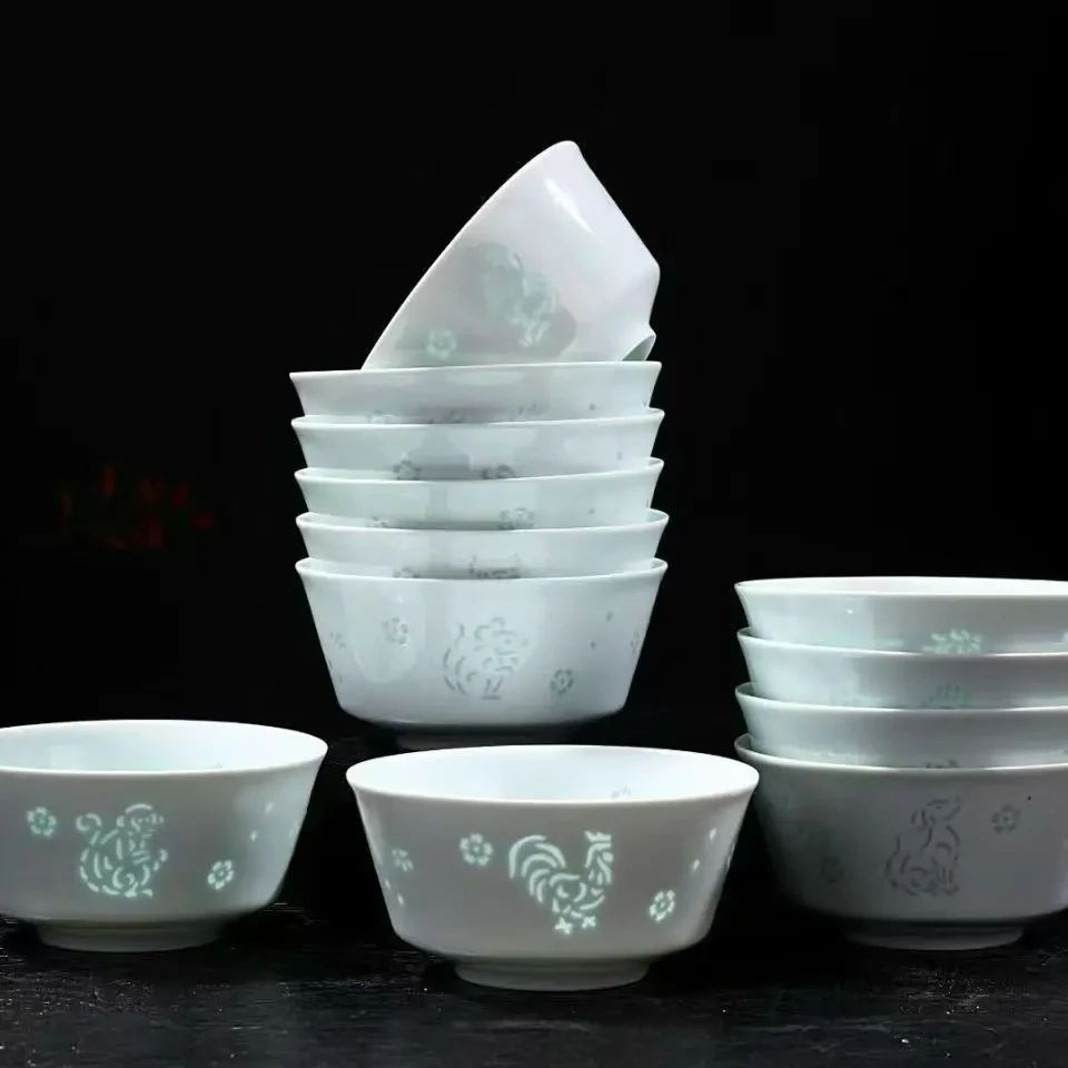 景德镇高温瓷生肖玲珑餐具乔迁新居送礼佳品不刮油易清洗防烫