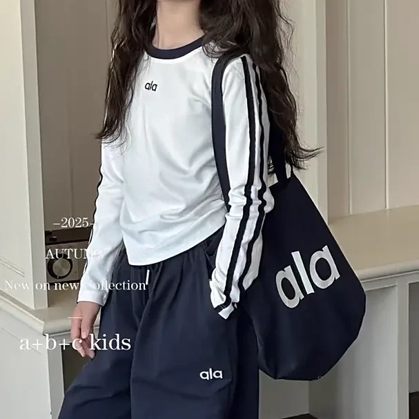 女童套装2025秋季新款字母森系时尚卫衣宽松休闲卫裤中童套常规