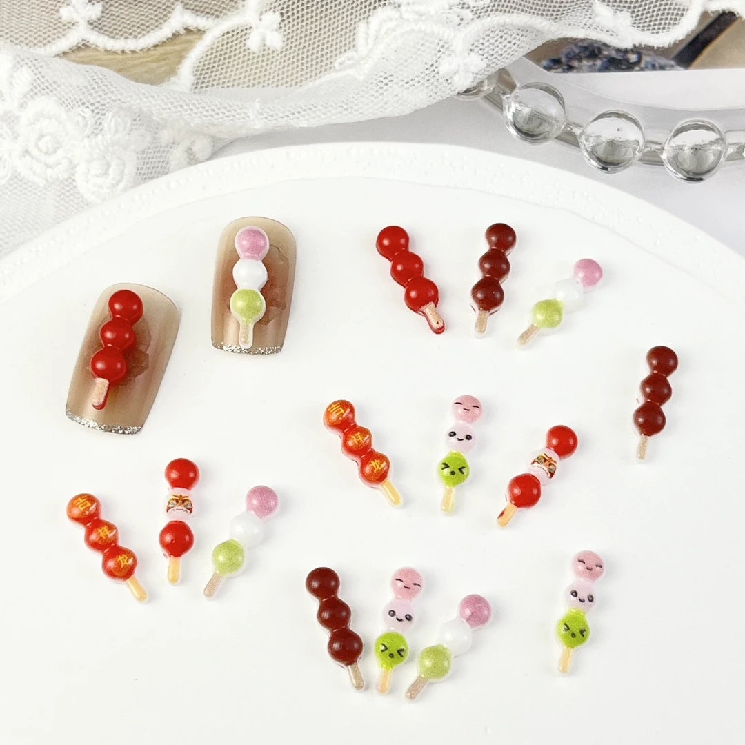 中国风冰糖葫芦 新春美甲饰品 DIY仿真食玩指甲配饰 平底指甲贴片
